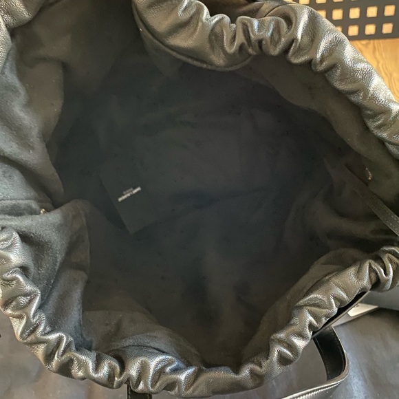 Saint Laurent Teddy White Coated Linen Drawstring Bucket Bag 551595 - Picture 3 of 6